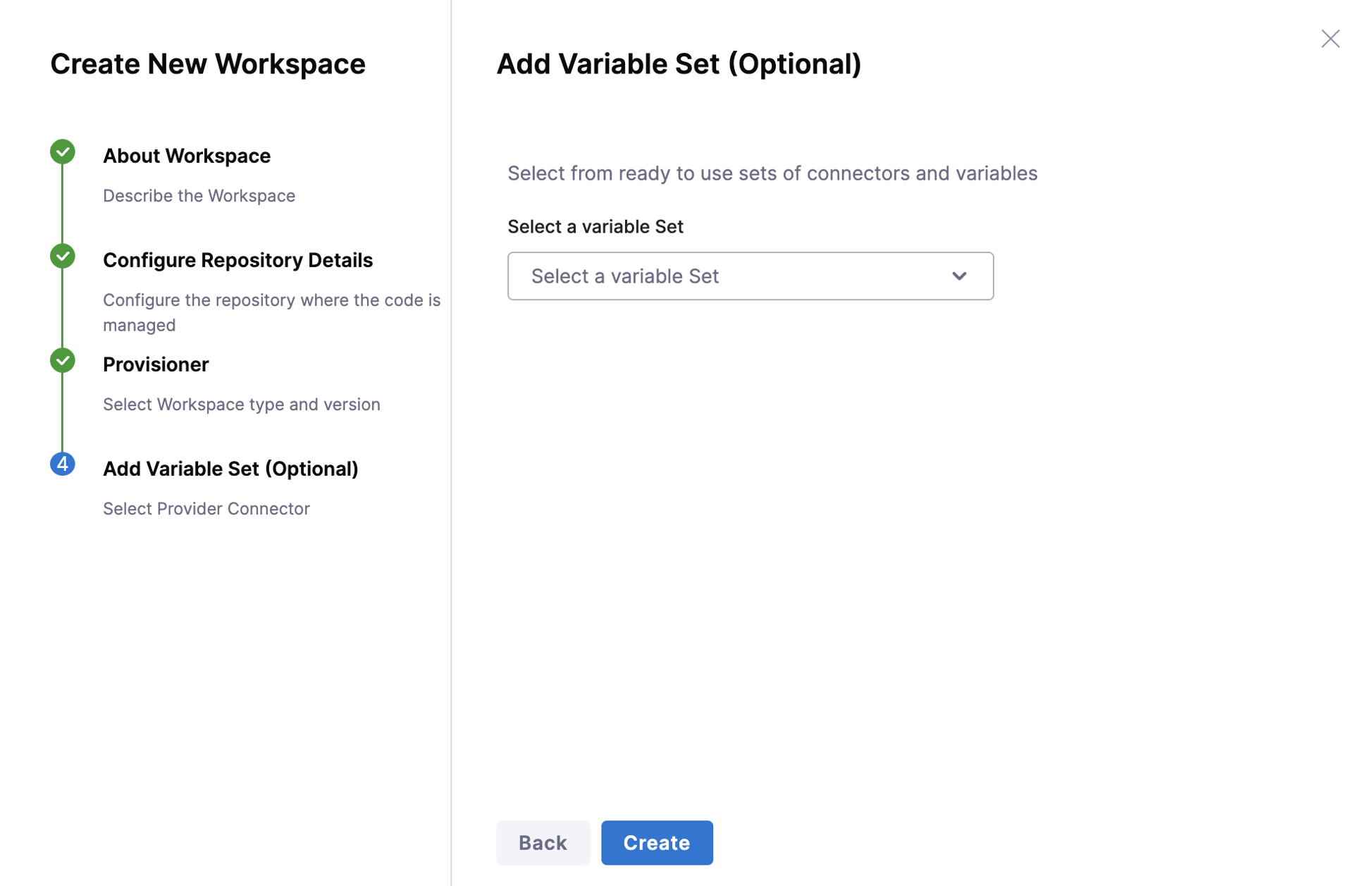 Add Variable Set panel